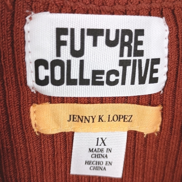 NWT Future Collective with Jenny Sweetheart Open-Work Stitch Midi Dress 1X - Picture 6 of 8